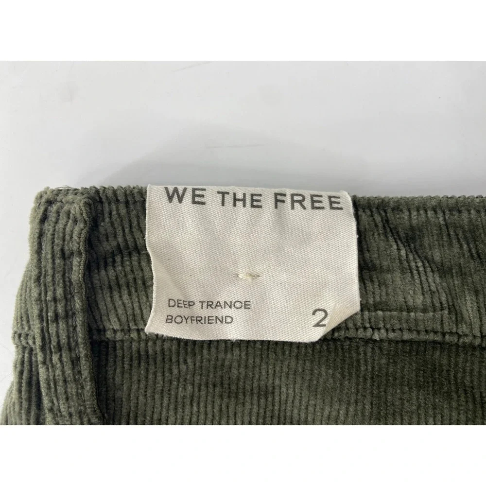 We The Free Pants Women 29 Moss Deep Trance Boyfriend Corduroy Barrel Leg